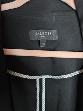 Talbots Plus Black Jacket with Contrast Trim